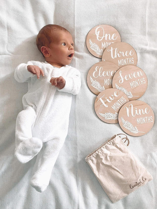 Boho feather milestone set
